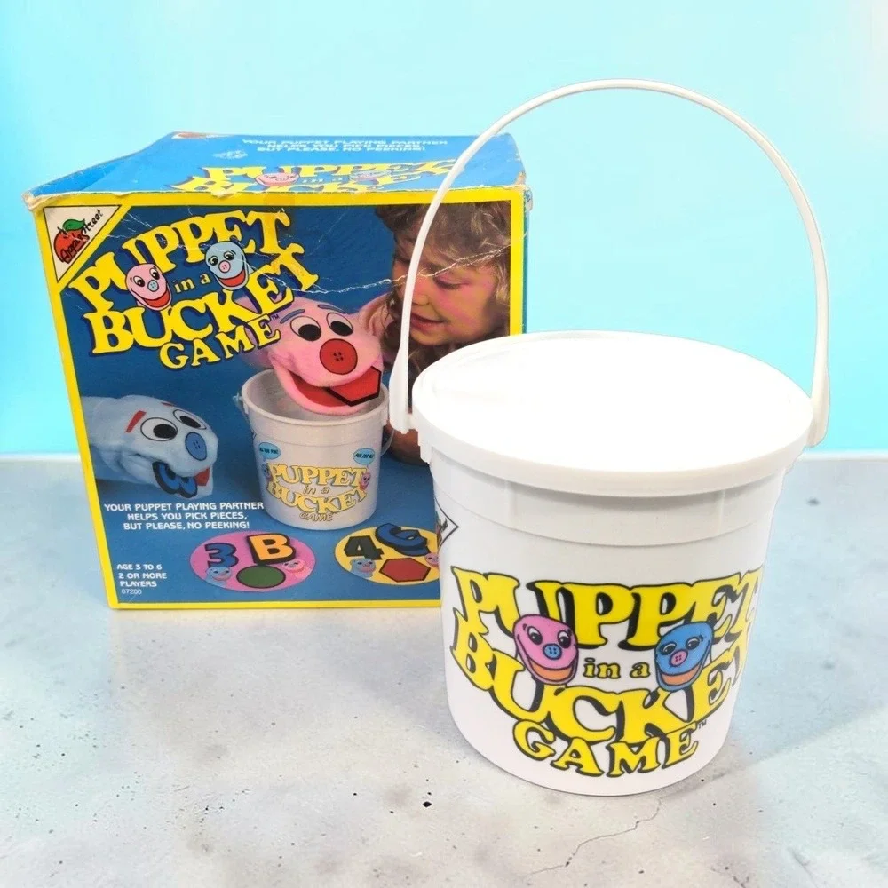 VTG 80s AppleStreet Puppet in a Bucket Game Preschool Learning Toy 1987 New Rare